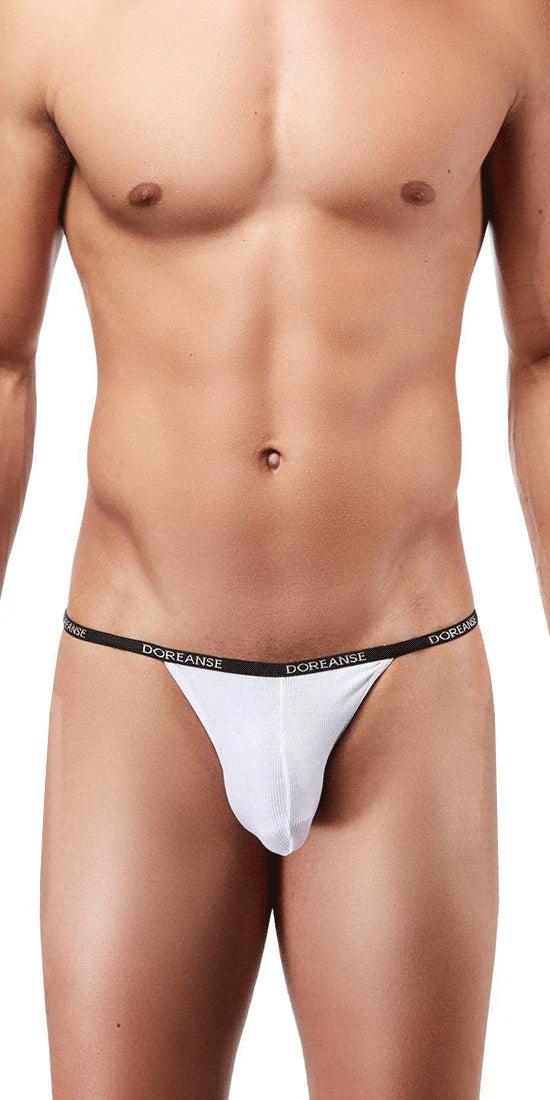 Doreanse White Ribbed Mens G String L