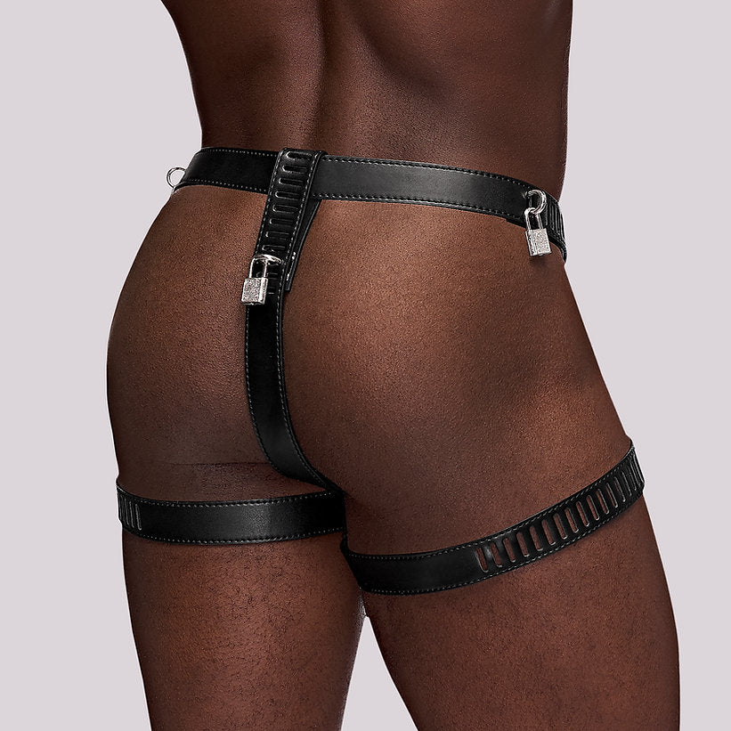 Male Power Scorpio PU Leather Chastity Underwear