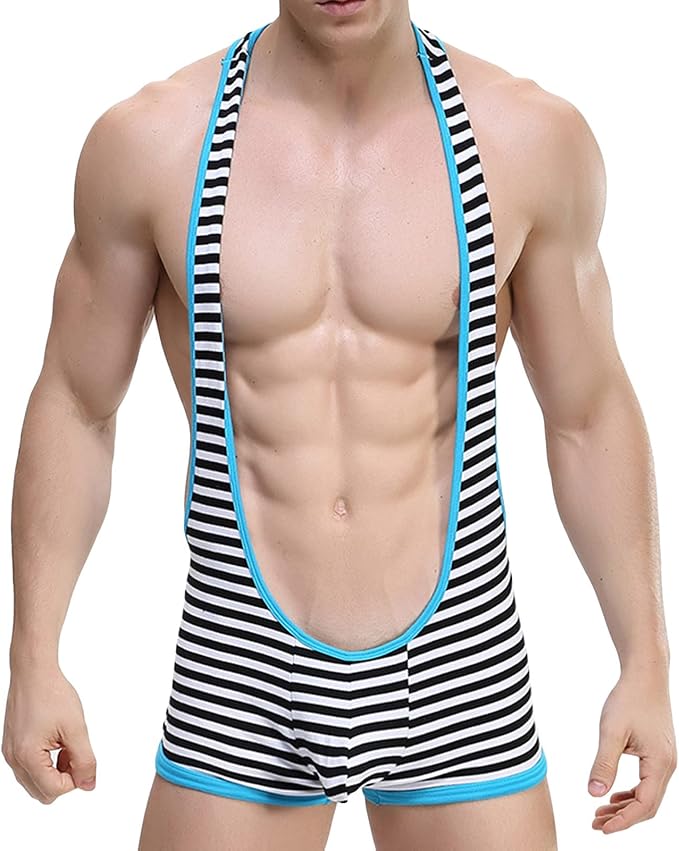 Mens One Piece Striped leotard S